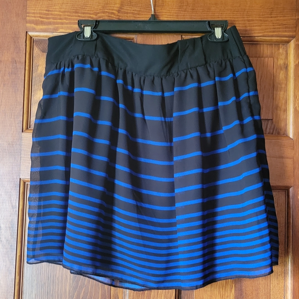 Women's Black and Blue Striped Skirt